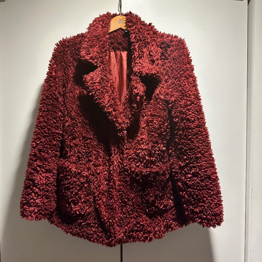 H&M Burgundy Teddy Jacket